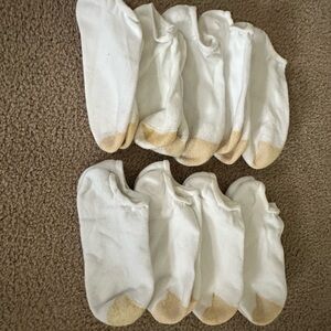 White Ankle Socks with Tan Accents